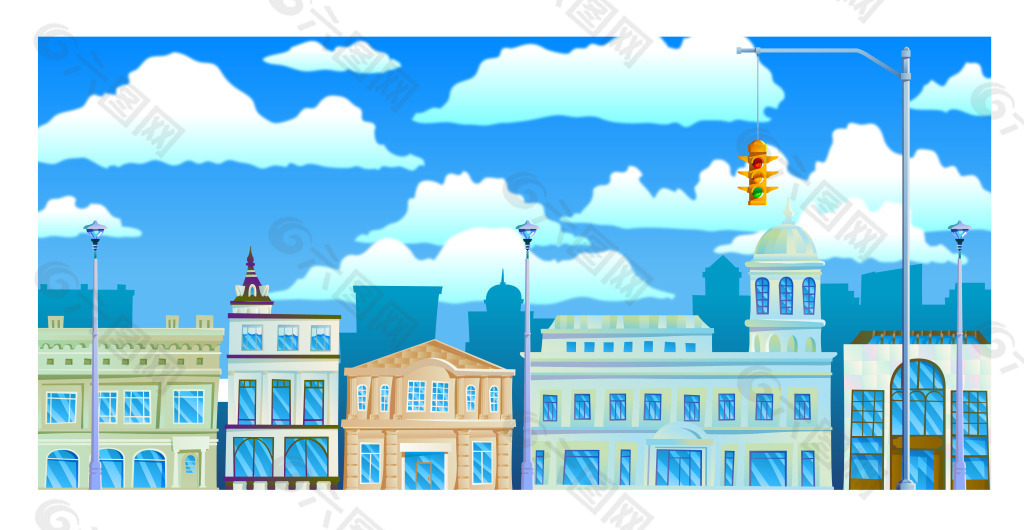 現(xiàn)代都市建筑插畫(huà)