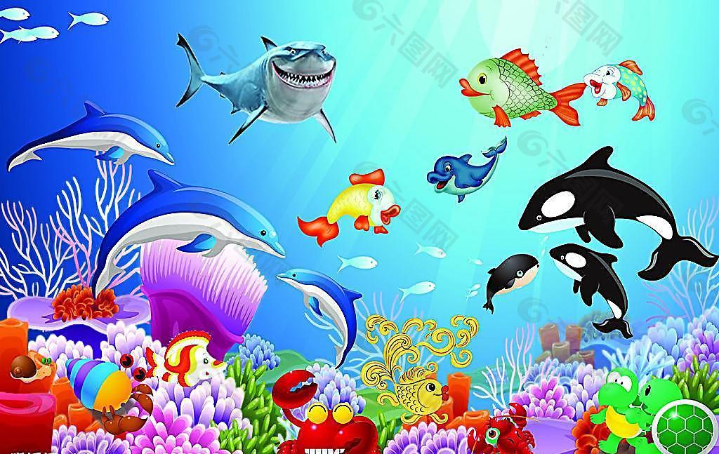 海洋生物（背景合層）圖片