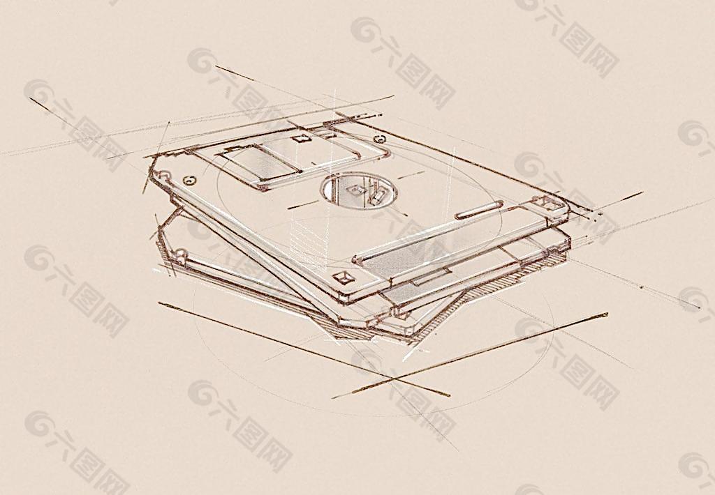 手繪辦公室用品 磁盤圖片