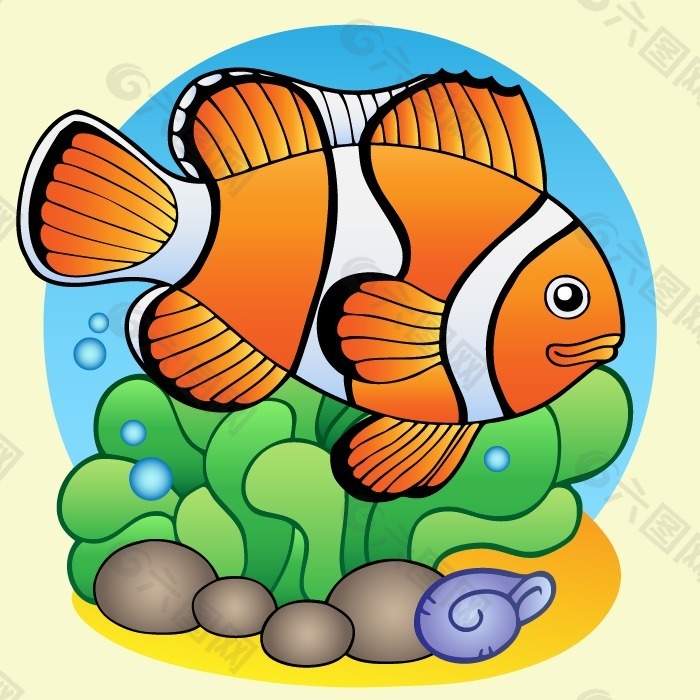印花矢量圖 卡通 動物 魚 色彩 免費素材