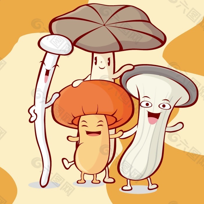 印花矢量圖 可愛卡通 蘑菇 色彩 灰色 免費素材