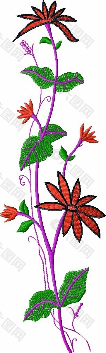 繡花 植物花卉 藤蔓 家紡 免費素材