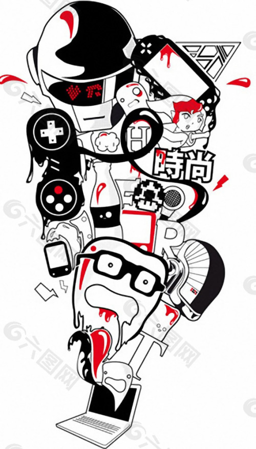 位圖 圖案概括 黑白色 紅色 時尚 免費素材