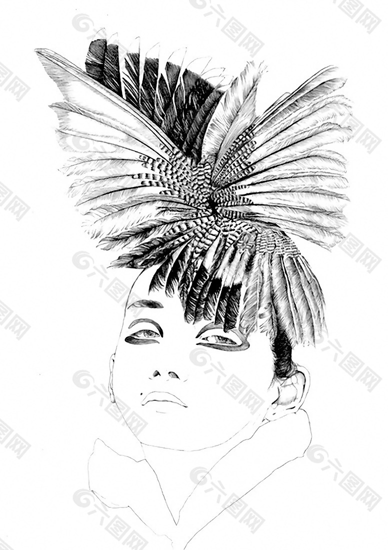 位圖 色彩 黑白色 插畫 人物 免費素材