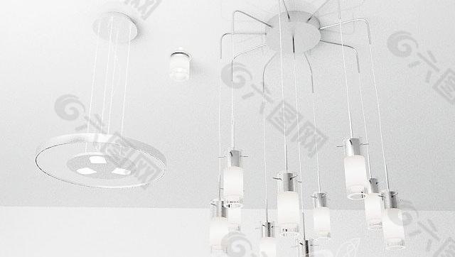 Chandelier Lamps Hi-Tech 高科技吊燈 白色吊燈 白色圓管玻璃吊燈