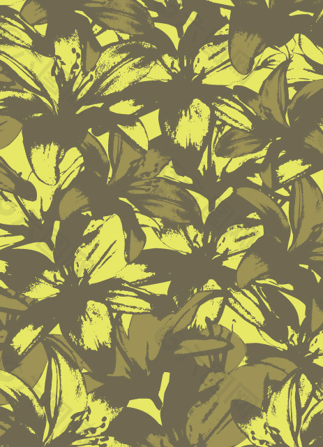 印花矢量圖 面料 插畫 花 橄欖棕色 免費(fèi)素材