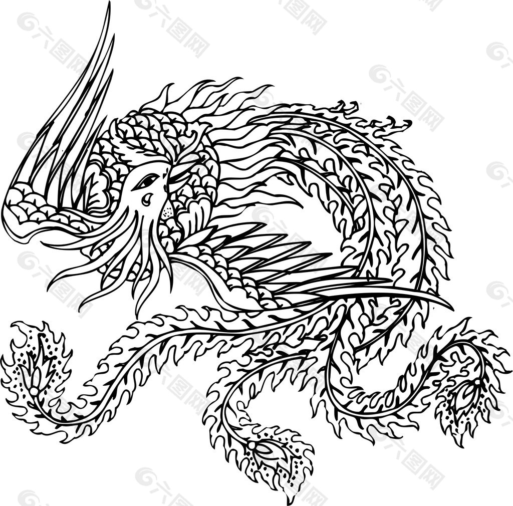 印花矢量圖 動(dòng)物 鳥類 鳳凰 吉祥 免費(fèi)素材