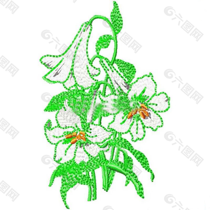 繡花 花 綠色 黃色 牽牛花 免費素材
