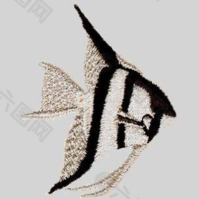繡花 金魚 灰色 黑色 白色 免費(fèi)素材