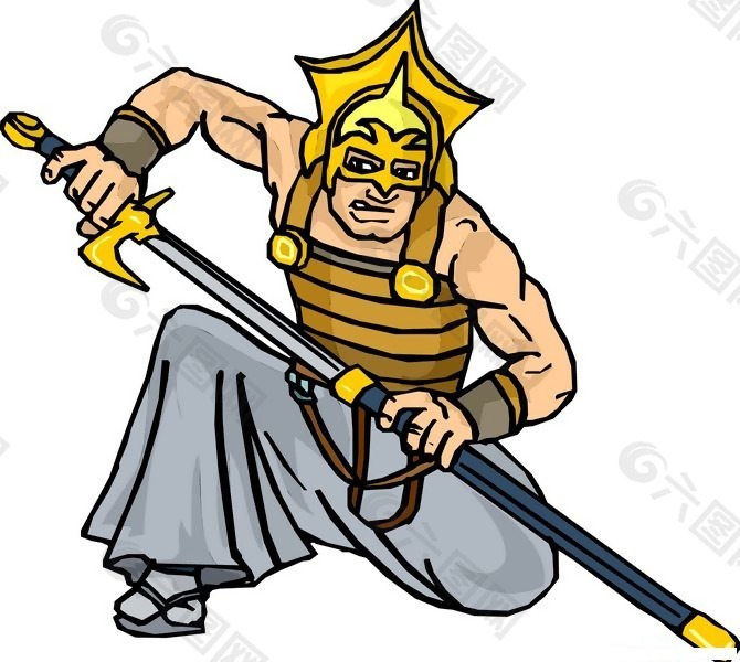 位圖 人物 武士 色彩 黃色 免費素材