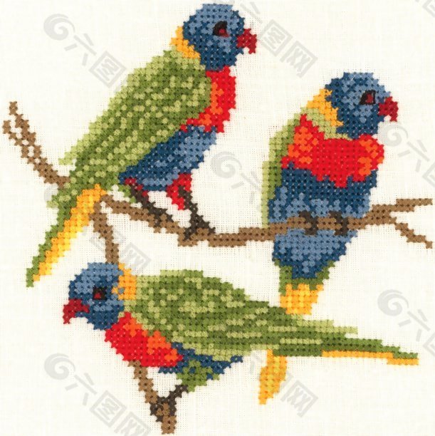 繡花 動物 鳥類 家紡 免費素材