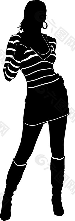 印花矢量圖 人物 女人 色彩 黑白色 免費素材