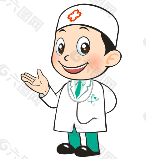 微笑的医生卡通人物平面广告素材免费下载(图片编号:)
