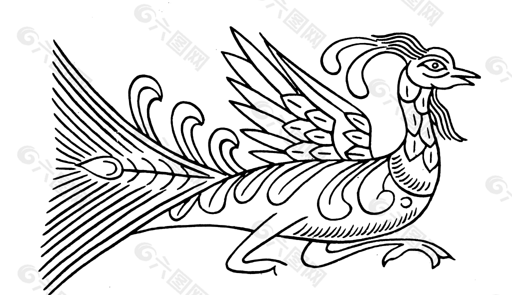 線描鳳凰