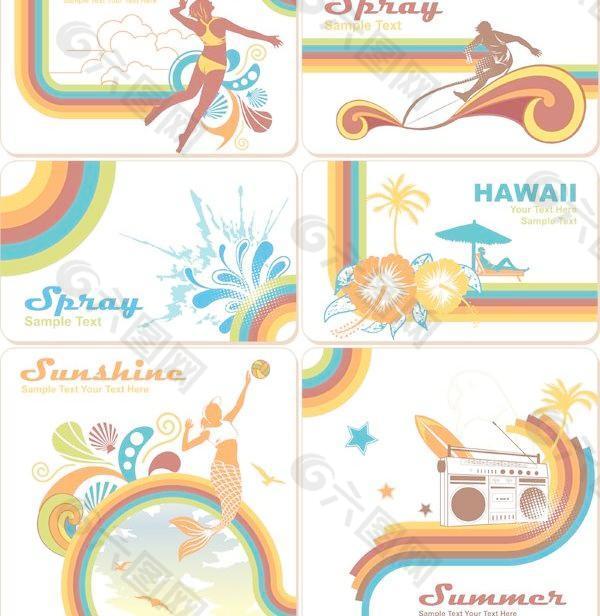 美人魚海灘主題矢量素材