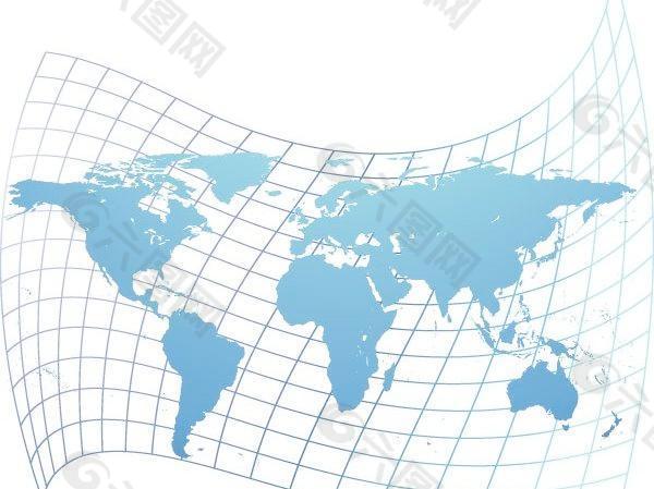 世界的動態變形的3D地圖矢量素材