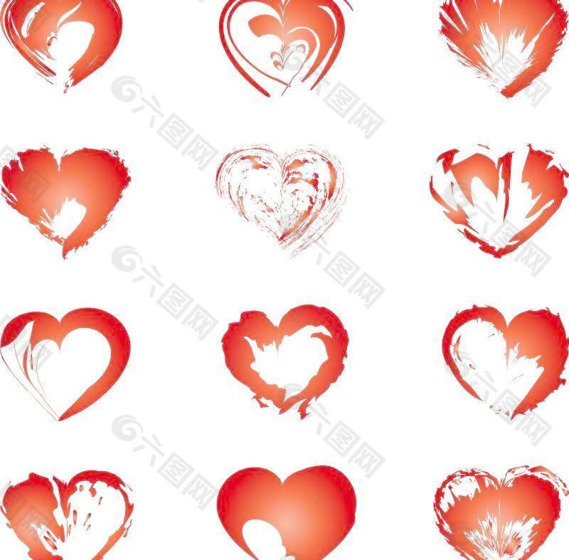 創意心形花紋矢量素材