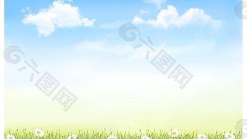 藍天和白云的彈簧設計矢量