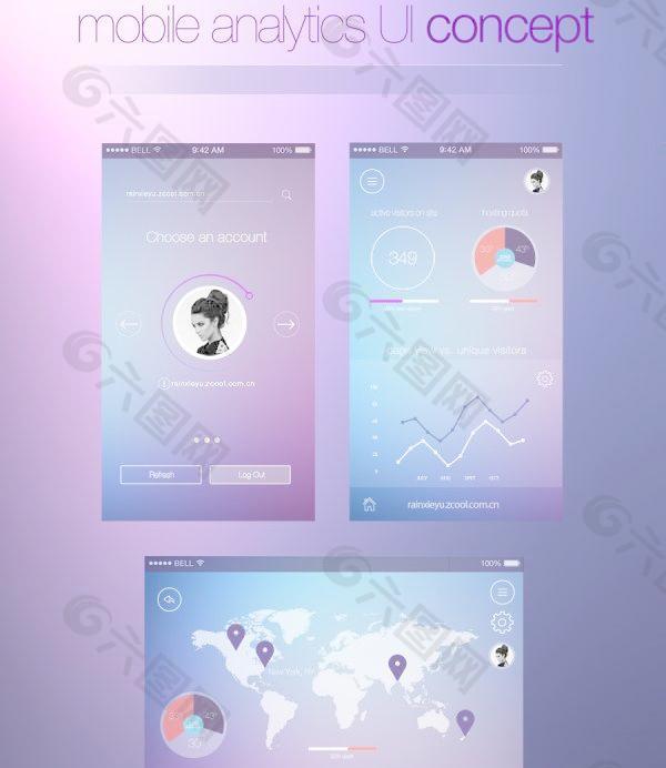 蓝色和紫色的样式的Web UI工具包02