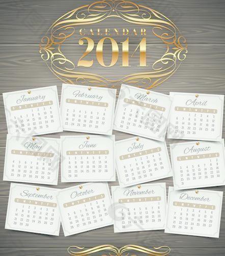 2014日歷矢量巨大集合16
