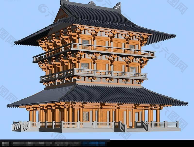 中国三层古建筑模型