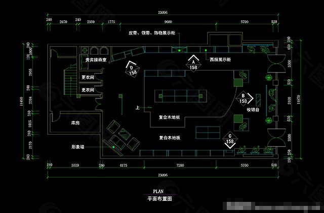 服装店cad平面布置图