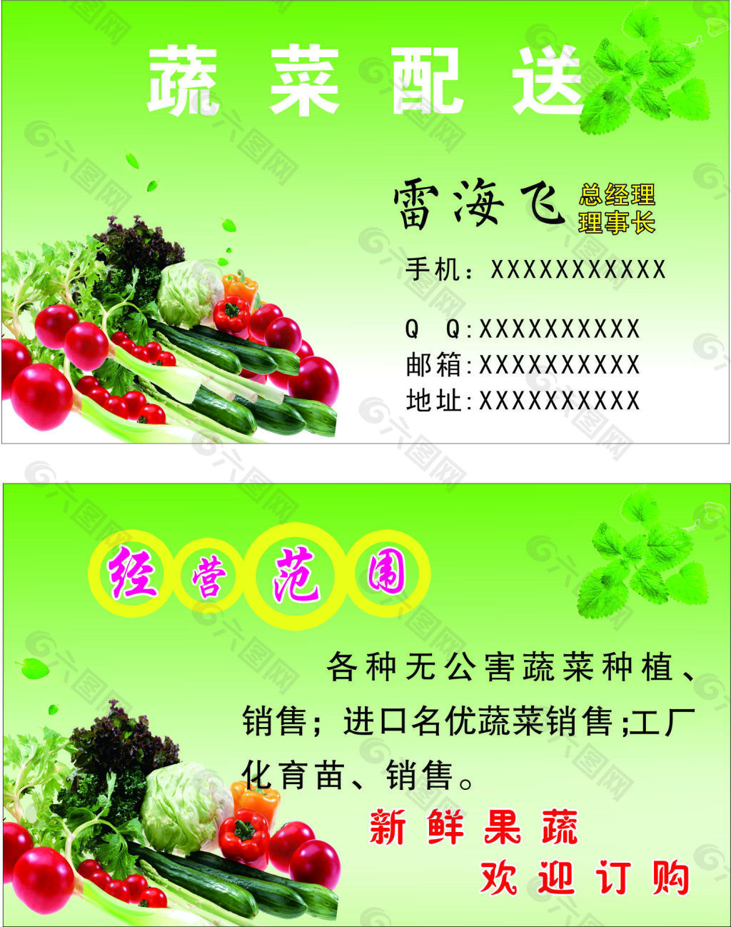 綠色蔬菜名片設計