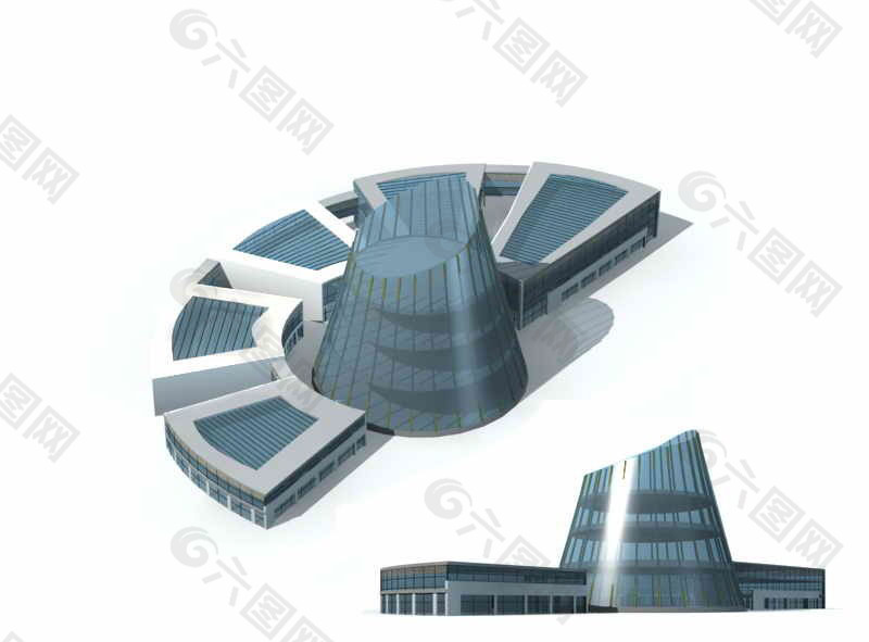 藝術(shù)風(fēng)格多層商業(yè)中心建筑群3D模型
