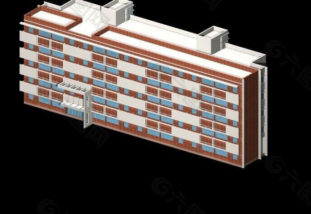 獨(dú)棟學(xué)校建筑群3D模型設(shè)計(jì)