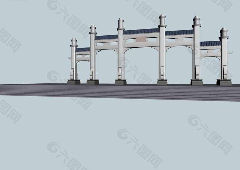 中国现代建筑牌坊模型