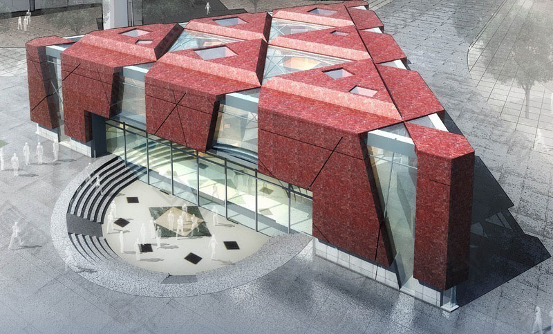 現代三角形藝術風格公建建筑3D模型