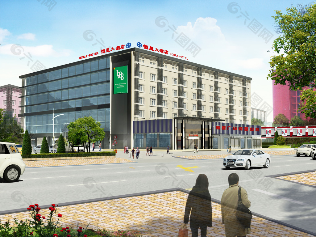 恒星酒店室外廣場效果圖