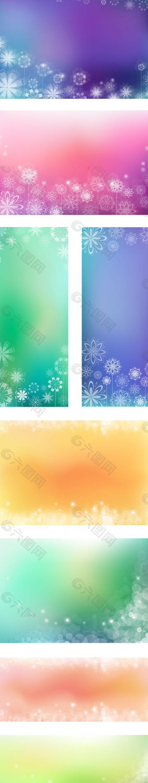 夢幻花朵光斑背景矢量圖