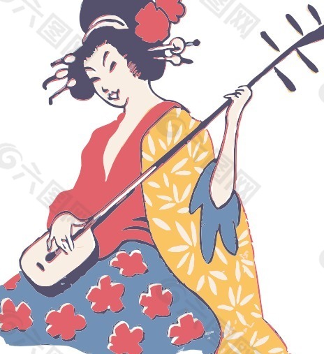 艺妓打三味夹艺术