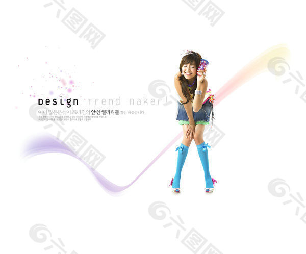韓國動(dòng)感美女炫彩背景psd素材25