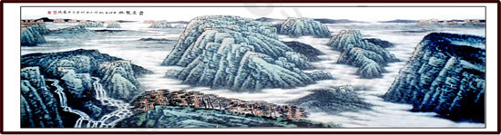 云臺(tái)覽勝山水國(guó)畫(huà)psd素材 單圖