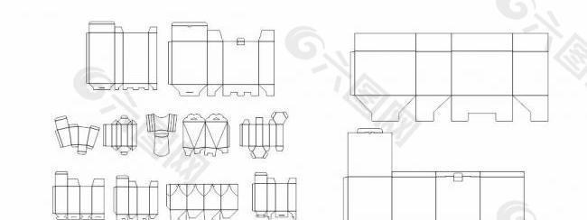 锁底式纸盒 异型纸盒 结构 刀模图图片