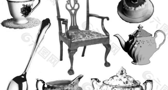 茶具用品筆刷下載圖片