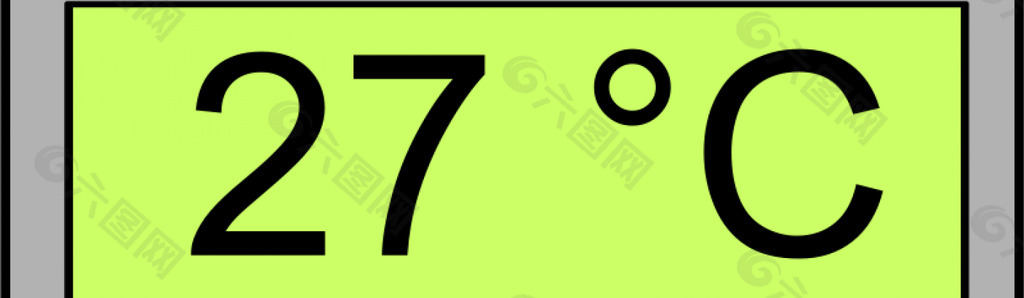 數字溫度顯示“27度”的矢量圖像