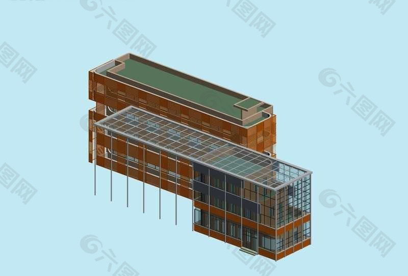現(xiàn)代宿舍建筑3d效果圖