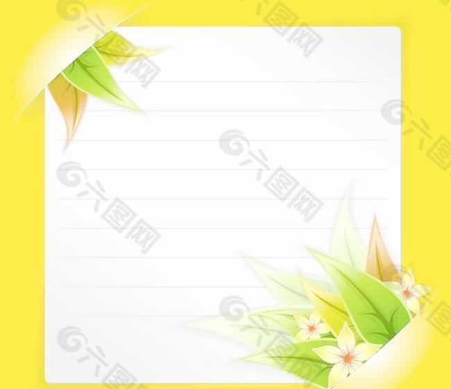 矢量綠葉邊角標(biāo)簽素材背景