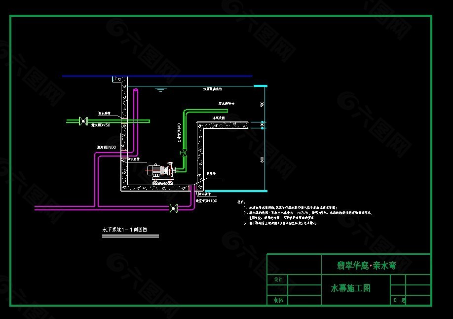 小型水幕景观施工图