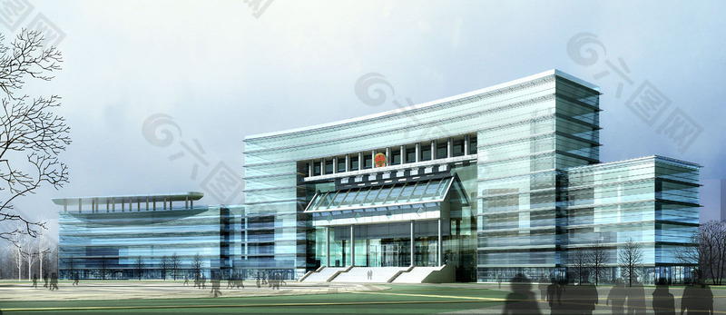 現代法院建筑3d效果圖