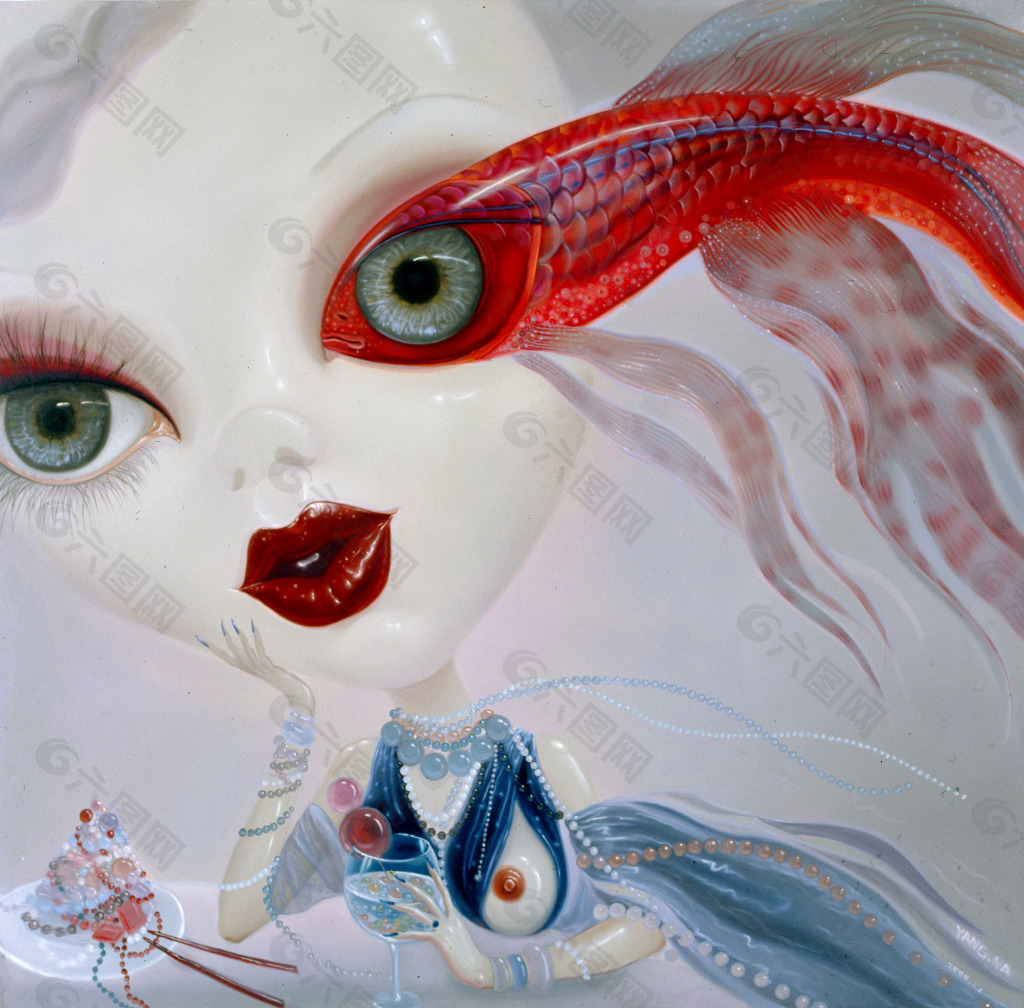 金魚油畫