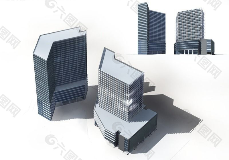 拐角形多層公共建筑設(shè)計商業(yè)辦公樓