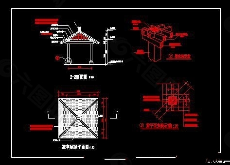 東南亞風格木亭CAD施工詳圖