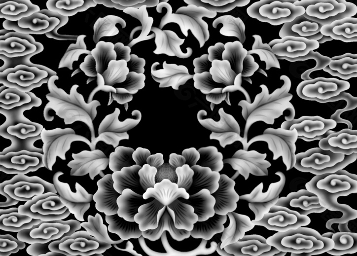 中國花洋花灰度圖