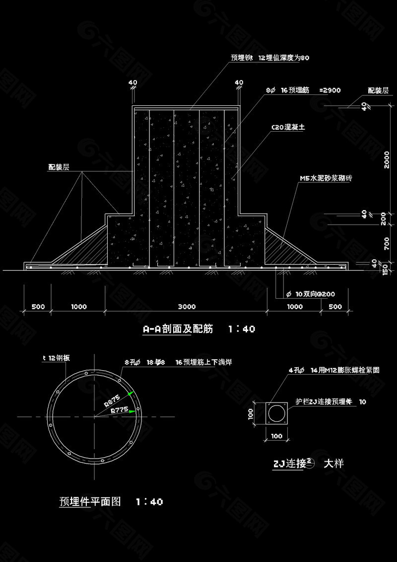 雕塑平面cad图纸