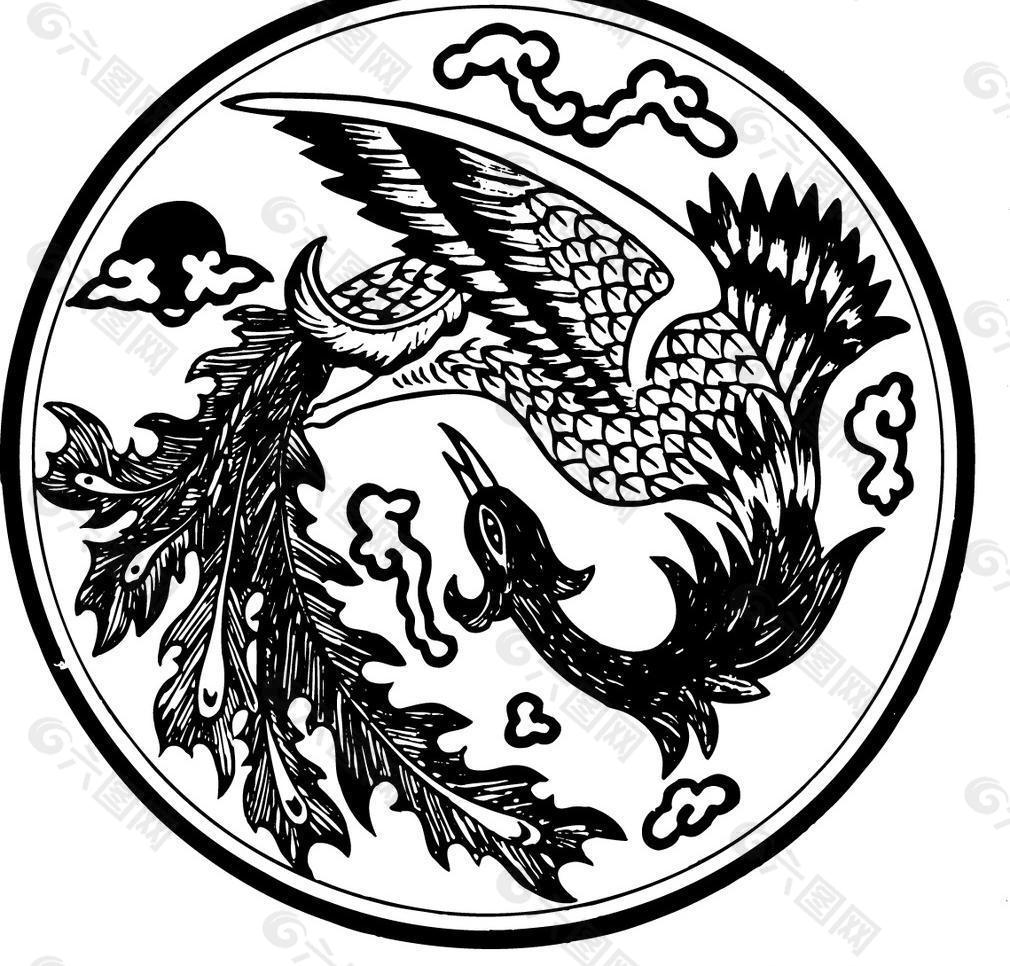 鳥 飛鳥 鳳凰 矢量線