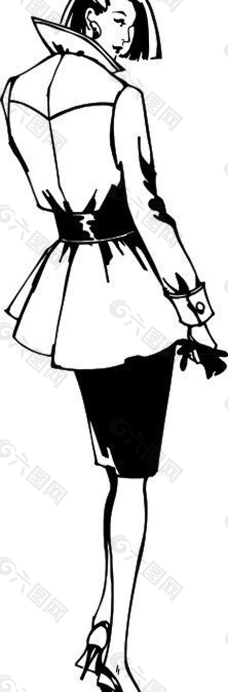 女性秋季黑白服裝設計展示